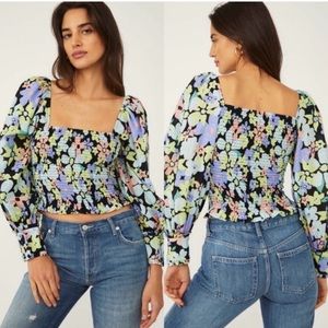 Free People Ariana Printed Top in Retro Combo Size Medium